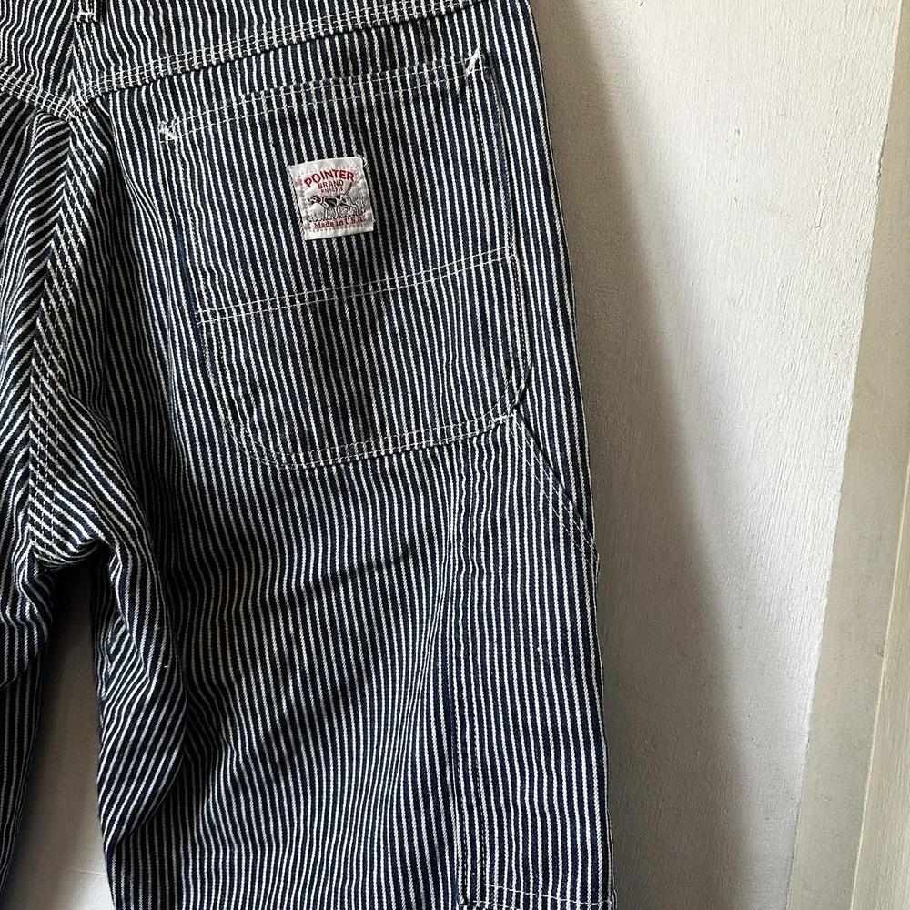 Pointer Brand USA Hickory Striped Denim Carpenter Pant Railroad Blue Sz 32 x 32